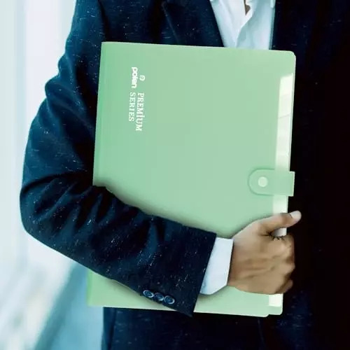 POLEN Fullscape Expanding File Folder 8 Pocket With Adjustable Buckle Pestal Green
