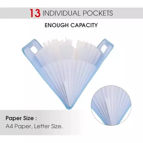 POLEN Horizontal Fullscape Expanding File Folder 13 Pocket Polypropylene Blue
