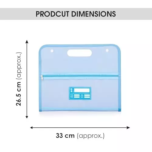 POLEN Horizontal Fullscape Expanding File Folder 13 Pocket Polypropylene Blue