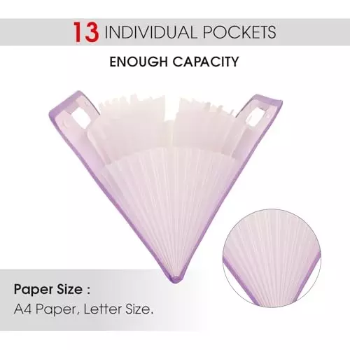 POLEN Horizontal Fullscape Expanding File Folder 13 Pocket Polypropylene Purple