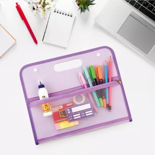 POLEN Horizontal Fullscape Expanding File Folder 13 Pocket Polypropylene Purple