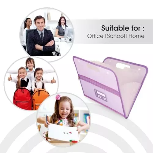 POLEN Horizontal Fullscape Expanding File Folder 13 Pocket Polypropylene Purple
