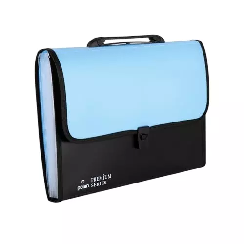 POLEN ‎Executive Series Fullscape Expanding File Folder 13 Pocket With Handle and Buckle Closure Blue