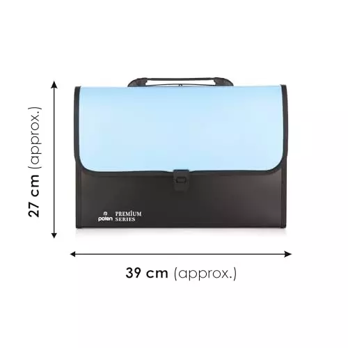 POLEN ‎Executive Series Fullscape Expanding File Folder 13 Pocket With Handle and Buckle Closure Blue