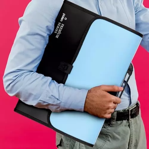 POLEN ‎Executive Series Fullscape Expanding File Folder 13 Pocket With Handle and Buckle Closure Blue