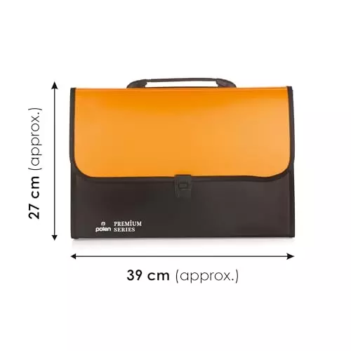 POLEN ‎Executive Series Fullscape Expanding File Folder13 Pocket With Handle and Buckle Closure Orange