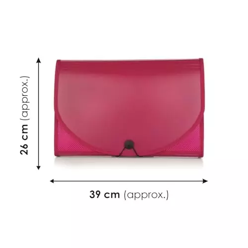 POLEN Premium Fullscape Expanding File Folder 13 Pocket Polypropylene Maroon with Colored Inner & Net Pocket