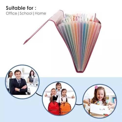 POLEN Premium Fullscape Expanding File Folder 13 Pocket Polypropylene Maroon with Colored Inner & Net Pocket