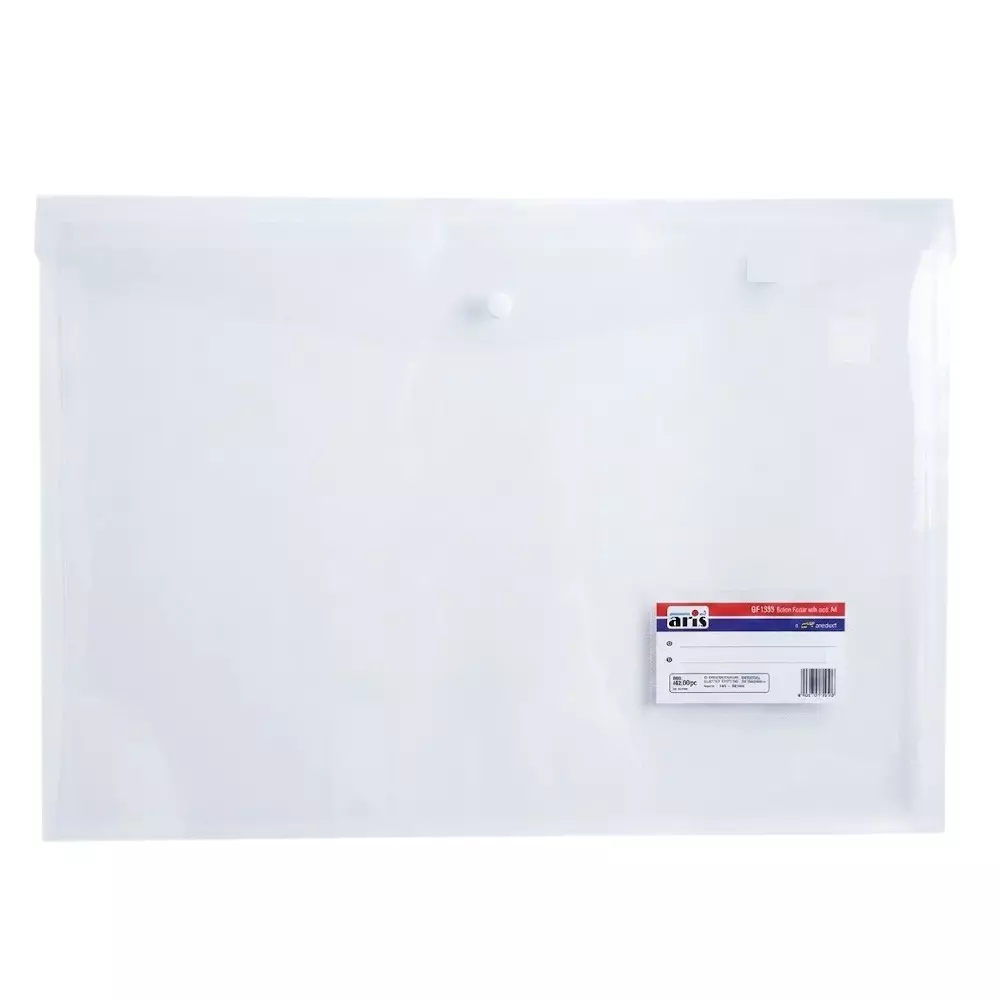 ARIS Button Folder with Card Pocket 29.7x42 cm Natural A3 for Office, School and Home, BF1300