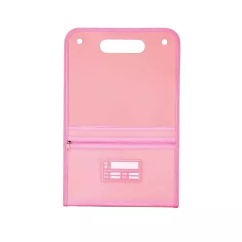 POLEN Vertical Fullscape Expanding File Folder With 13 Chain Pocket Polypropylene Pink
