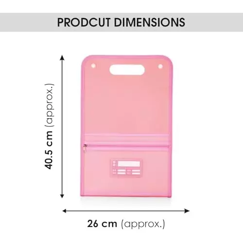 POLEN Vertical Fullscape Expanding File Folder With 13 Chain Pocket Polypropylene Pink