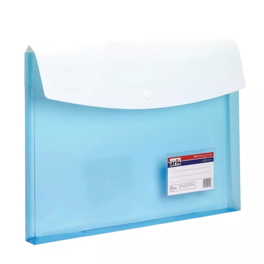 ARIS Twin Button Folder with Gusset 21.6x34.3 cm Transparent Blue FC, TF661