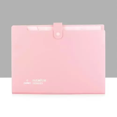POLEN Fullscape Expanding File Folder 8 Pocket With Adjustable Buckle Pestal Pink