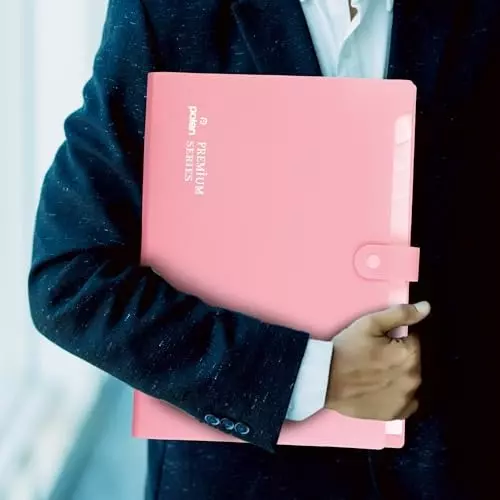 POLEN Fullscape Expanding File Folder 8 Pocket With Adjustable Buckle Pestal Pink
