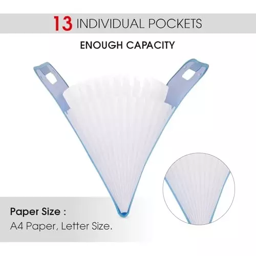 POLEN Vertical Fullscape Expanding File Folder With 13 Chain Pocket Polypropylene Blue