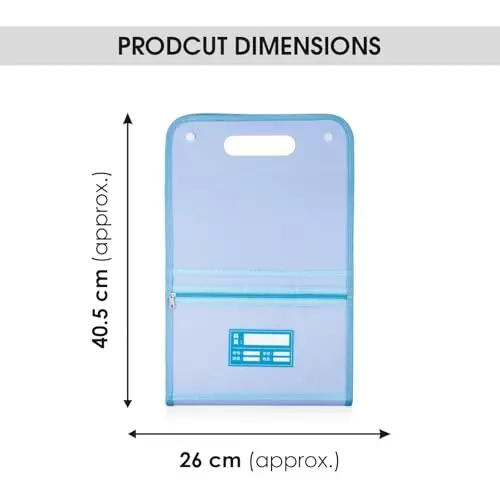 POLEN Vertical Fullscape Expanding File Folder With 13 Chain Pocket Polypropylene Blue