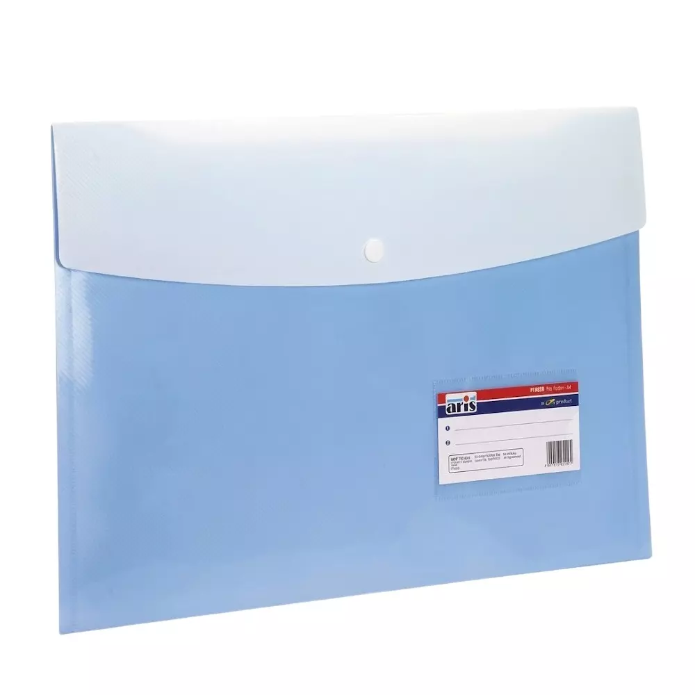 ARIS Twin Button Folder 21.6x34.3 cm Transparent Blue FC for Office, School and Home, TF660