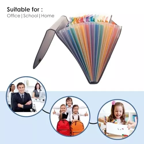 POLEN Premium Fullscape Expanding File Folder 13 Pocket Polypropylene Blue with Colored Inner & Net Pocket
