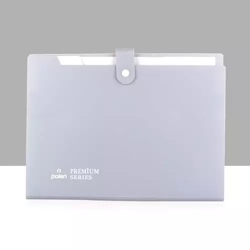 POLEN Fullscape Expanding File Folder 8 Pocket With Adjustable Buckle Pestal Grey