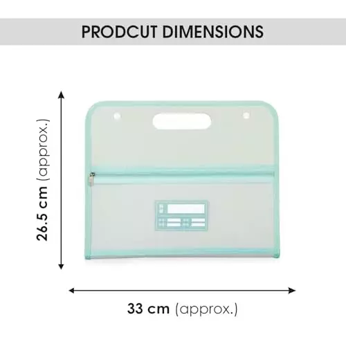 POLEN Horizontal Fullscape Expanding File Folder 13 Pocket Polypropylene Green