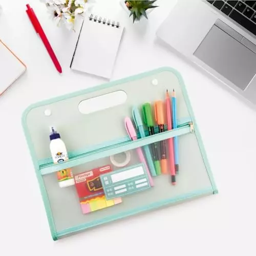 POLEN Horizontal Fullscape Expanding File Folder 13 Pocket Polypropylene Green