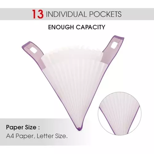 POLEN Vertical Fullscape Expanding File Folder With 13 Chain Pocket Polypropylene Purple