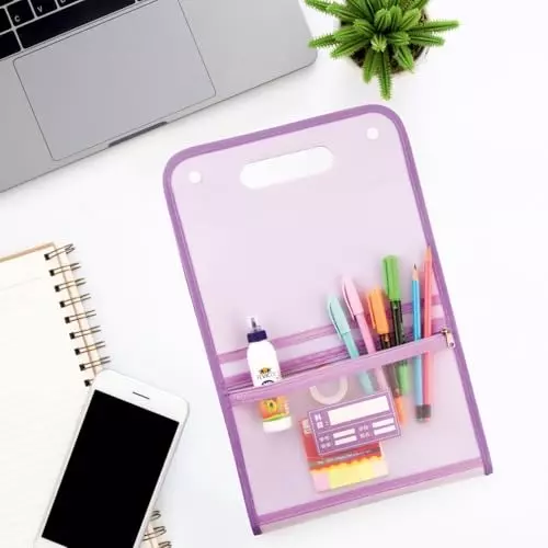 POLEN Vertical Fullscape Expanding File Folder With 13 Chain Pocket Polypropylene Purple