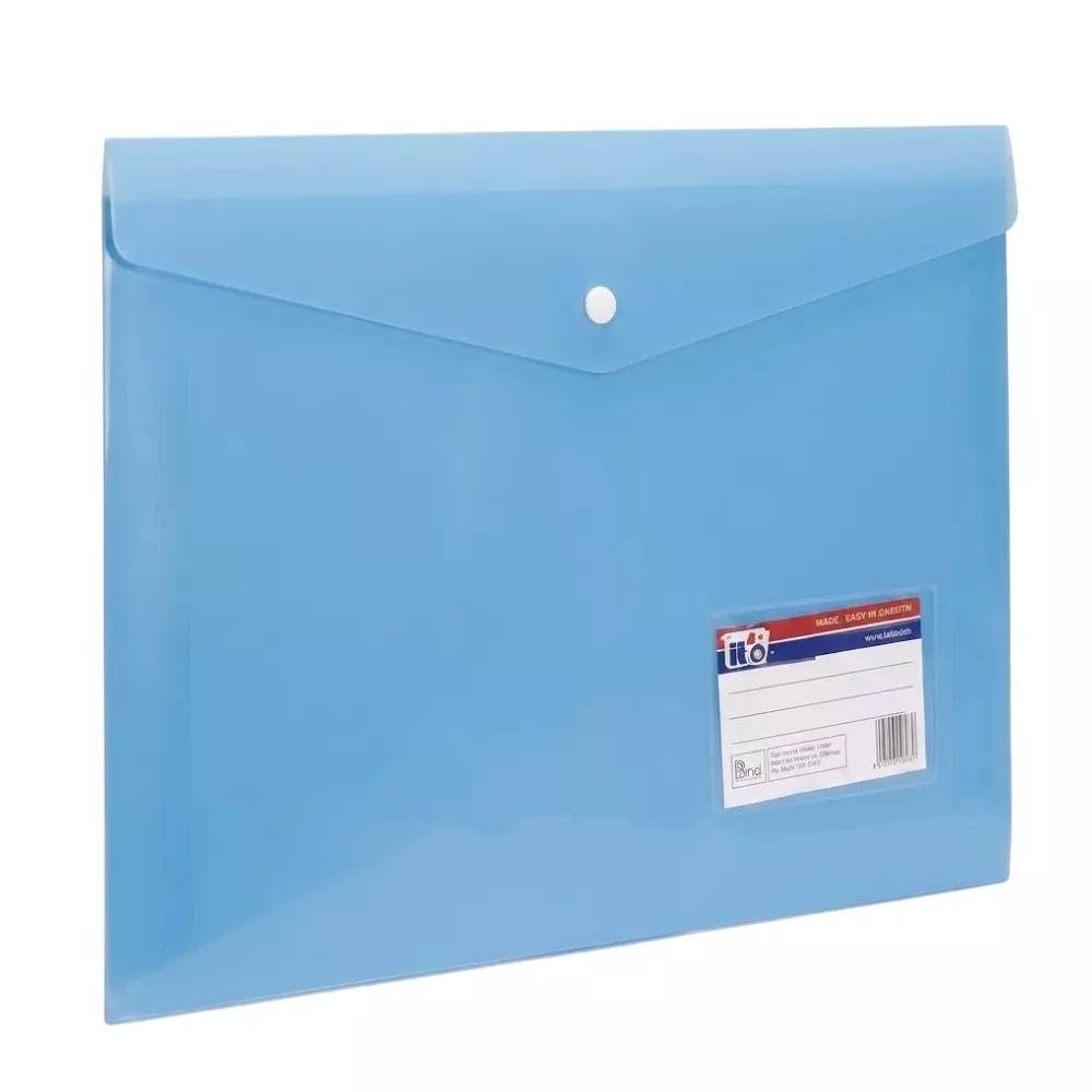 ARIS Button Folder with Card Pocket 21.6x34.3 cm Opaque Blue FC for Office, School and Home, BF615