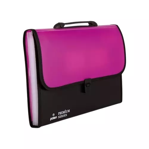 POLEN ‎Executive Series Fullscape Expanding File Folder 13 Pocket With Handle and Buckle Closure Pink