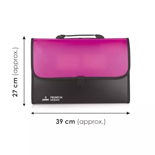 POLEN ‎Executive Series Fullscape Expanding File Folder 13 Pocket With Handle and Buckle Closure Pink
