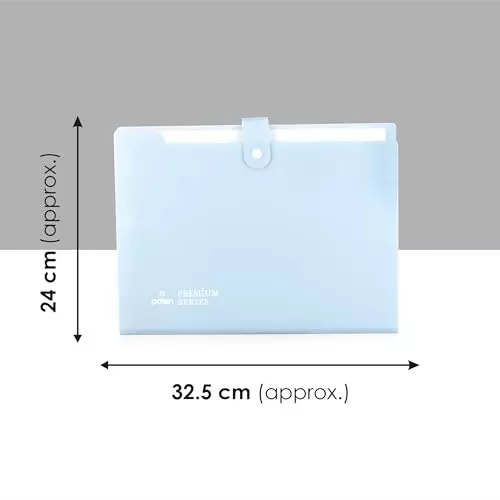 POLEN Fullscape Expanding File Folder 8 Pocket With Adjustable Buckle Pestal Blue