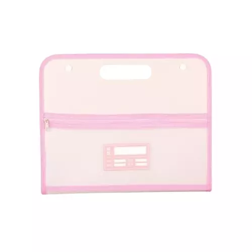 POLEN Horizontal Fullscape Expanding File Folder 13 Pocket Polypropylene Pink