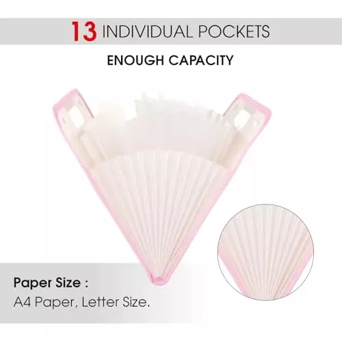 POLEN Horizontal Fullscape Expanding File Folder 13 Pocket Polypropylene Pink