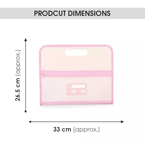 POLEN Horizontal Fullscape Expanding File Folder 13 Pocket Polypropylene Pink
