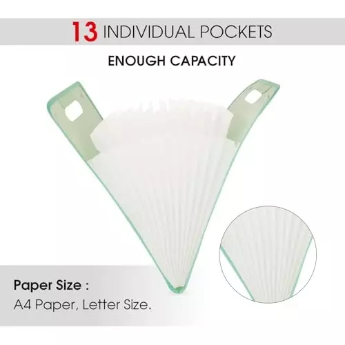 POLEN Vertical Fullscape Expanding File Folder With 13 Chain Pocket Polypropylene Green