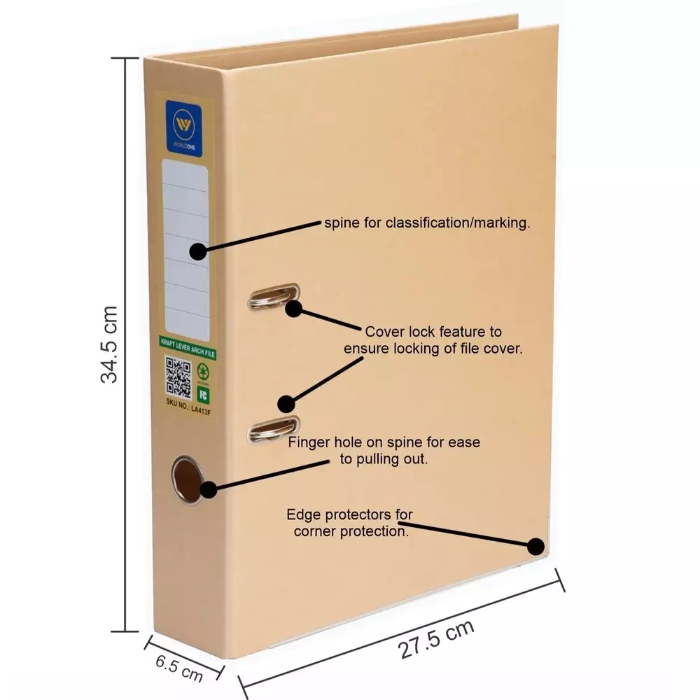 Worldone Lever Arch File A/4 Assorted, LA409