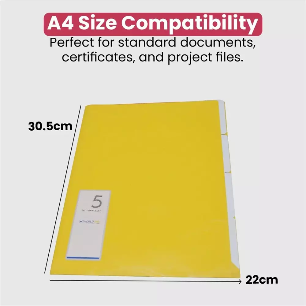 Worldone 5 Section Folder A/4 Assorted, LF032
