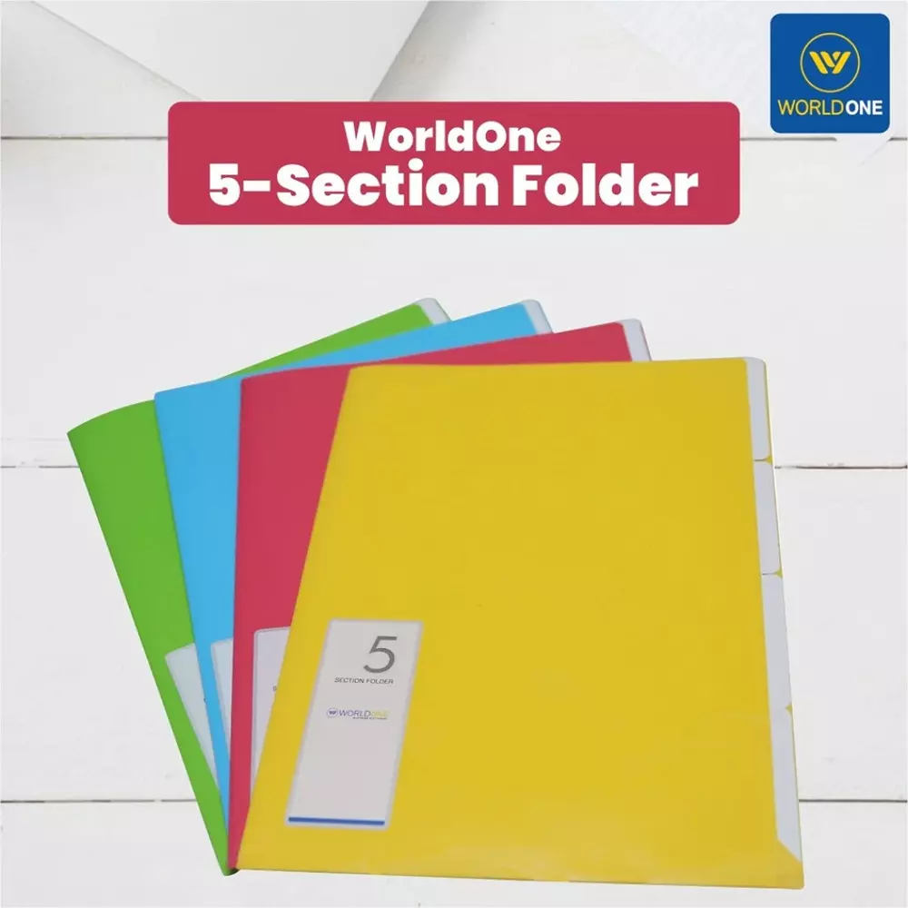 Worldone 5 Section Folder A/4 Assorted, LF032