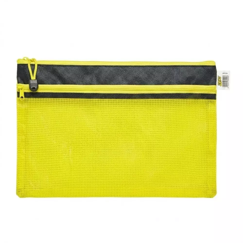 Trio Duetone Zip Pouch Plastic A4 21x29.7 cm Yellow, ZP02A4