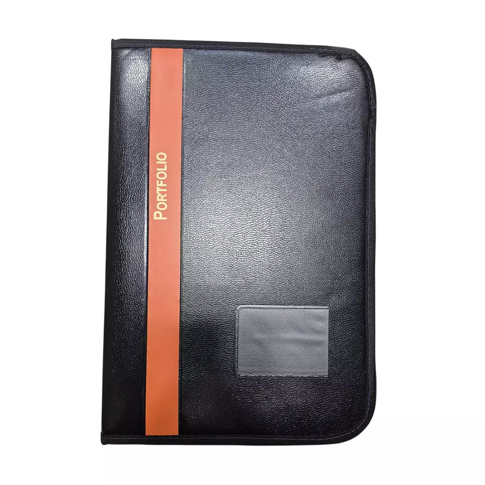 GENERIC Portfolio Chain Bag Black with Assorted Stripe Color Synthetic Leather for Keeping Documents, Official Use (Pack of 10)