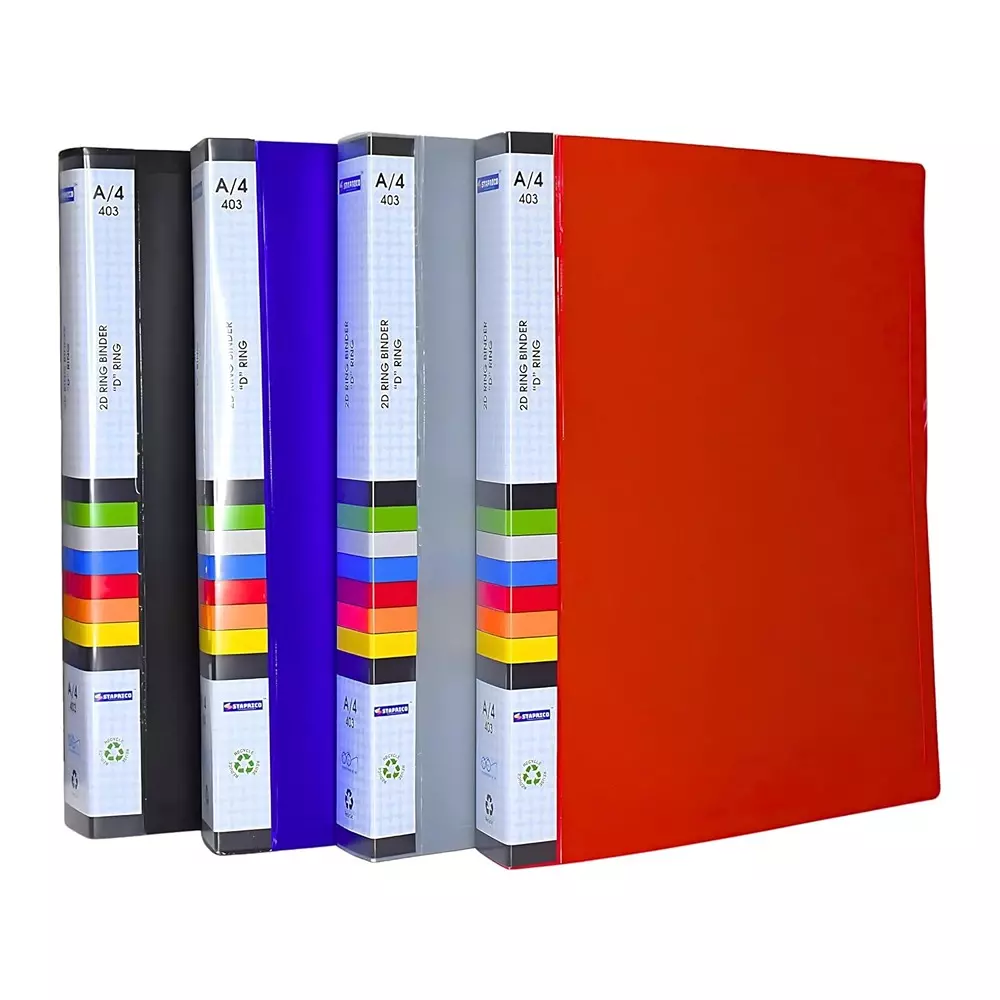 Staprico Ring Binder File with Pocket 180 Holding Capacity A4 Polypropylene (Pack of 4)
