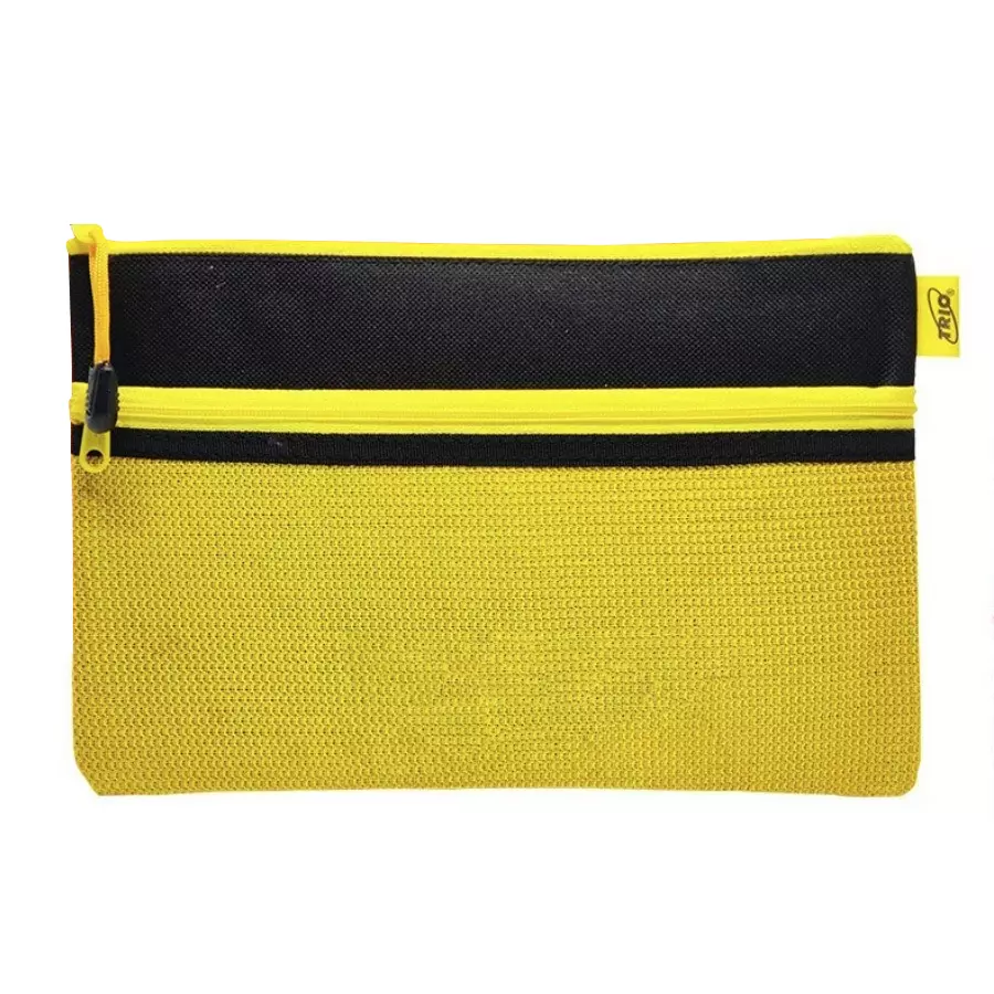 Trio Duetone Zip Pouch Plastic Plain Pattern Yellow, ZPO2CHQ