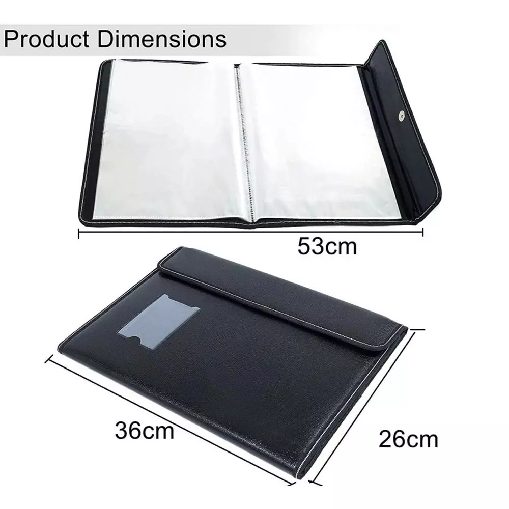 K J Premium PU Leather File Folder Button Close A4 & FC Size Documents Black Colour With 20 Sleeves