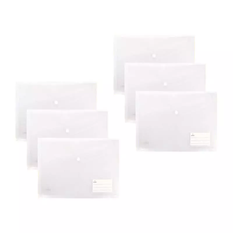 POLEN Folder File 18 Microns Poly Plastic Fullscape Snap Button Transparent, P109 (Pack of 12)