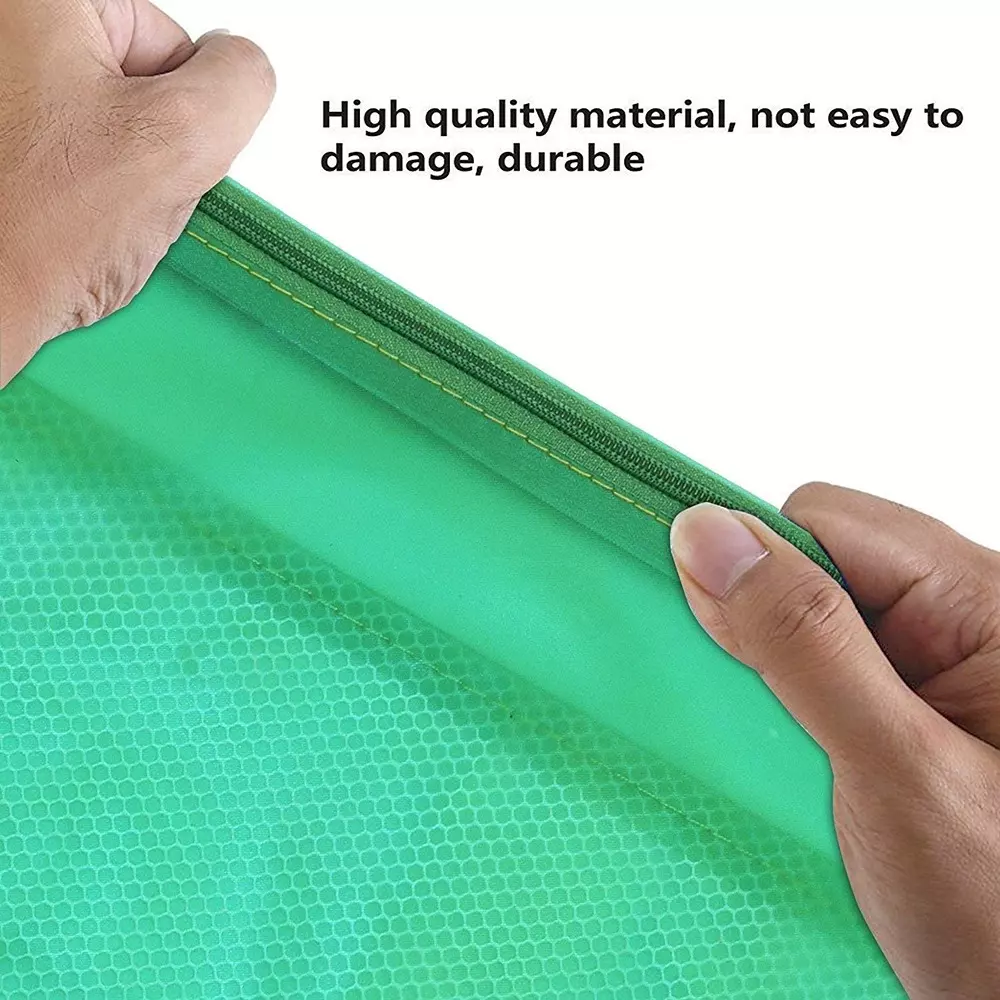 K J Zipper Mesh Pouch/Documents Holder/Bags A5 Size Multicolor Waterproof (Set of 5)