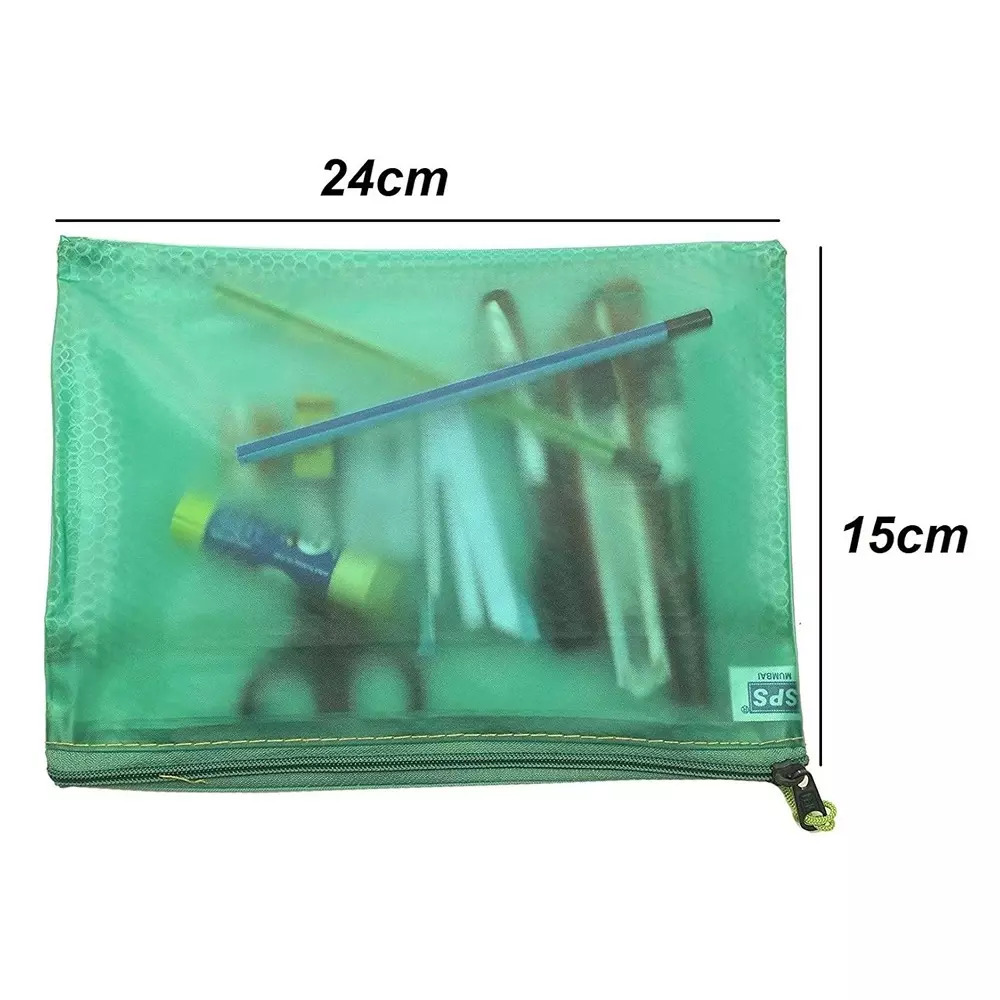 K J Zipper Mesh Pouch/Documents Holder/Bags A5 Size Multicolor Waterproof (Set of 5)
