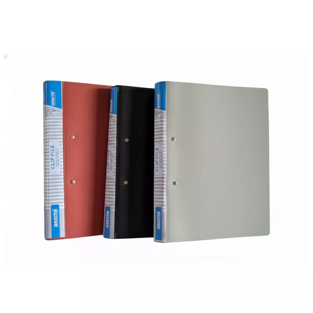 Ankita Plastic Punchless File Folder A4 Size Clip Style Multicolor, 305V (Pack of 20)