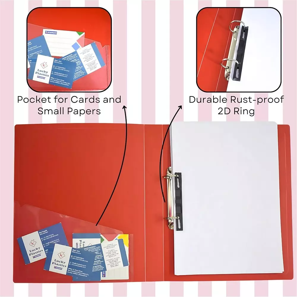 Staprico Ring Binder File with Pocket 180 Holding Capacity A4 Polypropylene (Pack of 12)