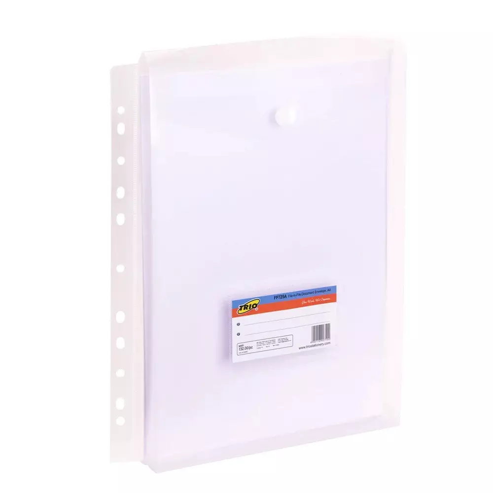 Trio File In File Document Envelope Plastic A4 21x29.7 cm Natural, FF725A