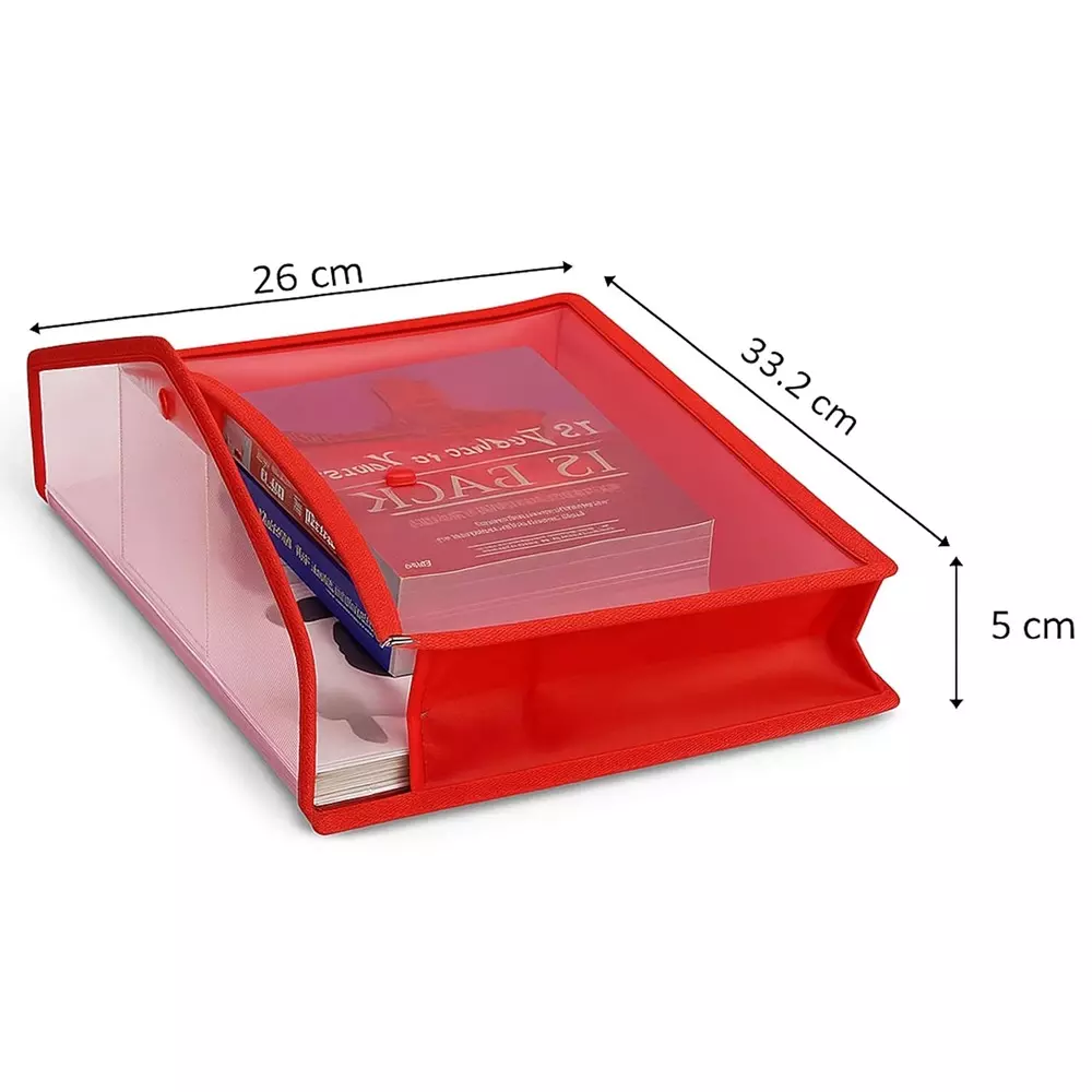 K J Transparent File Folder Poly-Plastic Foolscap Documents File Storage Bag With Snap Button Multicolor (Set of 5)